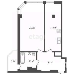 1-к квартира, сданный дом, 50м2, 6/10 этаж