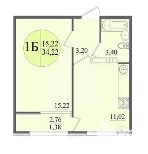 1-к квартира, вторичка, 34м2, 6/12 этаж