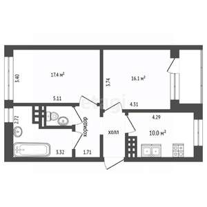 2-к квартира, вторичка, 64м2, 5/10 этаж