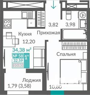 1-к квартира, вторичка, 33м2, 11/12 этаж