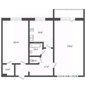 2-к квартира, вторичка, 46м2, 5/5 этаж