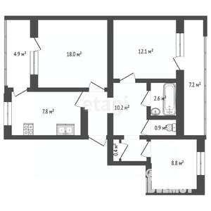 3-к квартира, вторичка, 61м2, 6/9 этаж