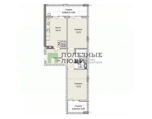 2-к квартира, вторичка, 64м2, -2/9 этаж