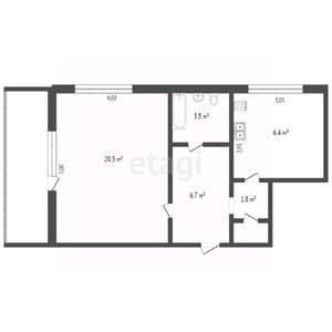 1-к квартира, вторичка, 41м2, 2/9 этаж