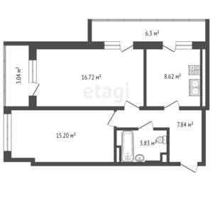 2-к квартира, вторичка, 62м2, 9/10 этаж