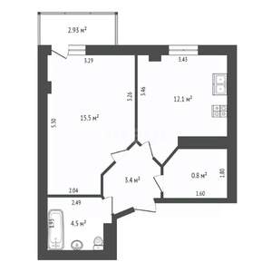 1-к квартира, сданный дом, 38м2, 2/10 этаж