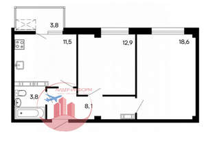 2-к квартира, вторичка, 59м2, 9/9 этаж