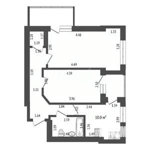 2-к квартира, вторичка, 52м2, 1/5 этаж
