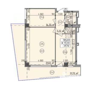 3-к квартира, строящийся дом, 105м2, 2/9 этаж