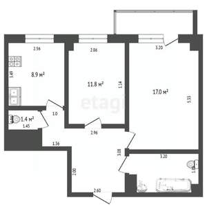 2-к квартира, вторичка, 55м2, 10/10 этаж