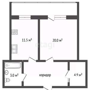 1-к квартира, вторичка, 45м2, 3/10 этаж