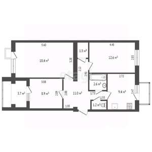 3-к квартира, вторичка, 66м2, 3/5 этаж