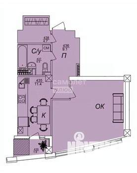 1-к квартира, вторичка, 55м2, 6/10 этаж