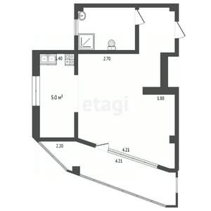 Студия квартира, вторичка, 50м2, 2/5 этаж