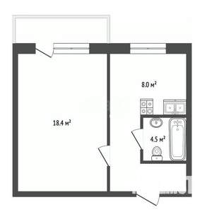 1-к квартира, вторичка, 34м2, 4/5 этаж