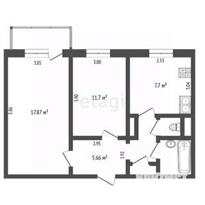 2-к квартира, вторичка, 50м2, 4/5 этаж