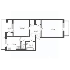 2-к квартира, вторичка, 55м2, 2/4 этаж