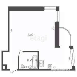 1-к квартира, вторичка, 42м2, 12/17 этаж