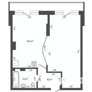 1-к квартира, вторичка, 51м2, 3/5 этаж