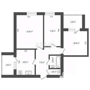 3-к квартира, вторичка, 56м2, 6/8 этаж