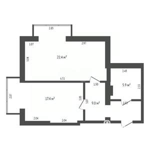 1-к квартира, вторичка, 55м2, 1/4 этаж