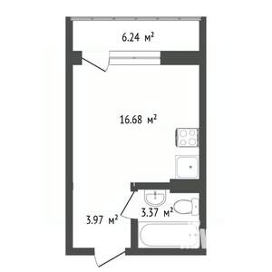 Студия квартира, вторичка, 23м2, 5/9 этаж