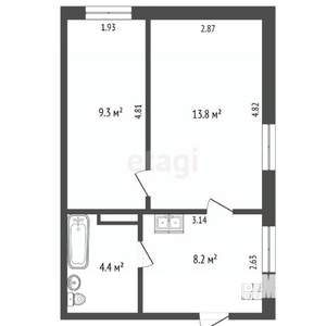 2-к квартира, вторичка, 36м2, 2/2 этаж