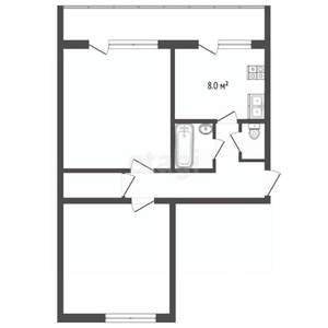 2-к квартира, вторичка, 52м2, 4/5 этаж