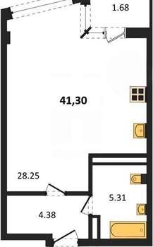 Студия квартира, вторичка, 41м2, 3/5 этаж