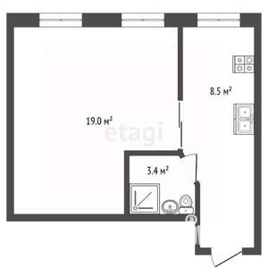 1-к квартира, вторичка, 31м2, 2/2 этаж