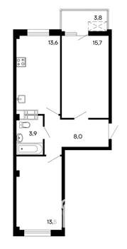 2-к квартира, строящийся дом, 59м2, 3/9 этаж