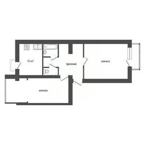 2-к квартира, вторичка, 55м2, 1/5 этаж