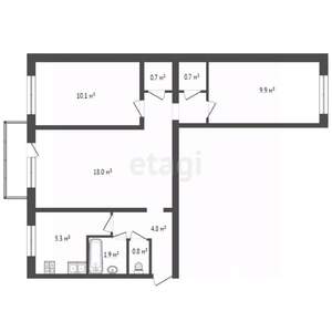 3-к квартира, вторичка, 54м2, 3/5 этаж