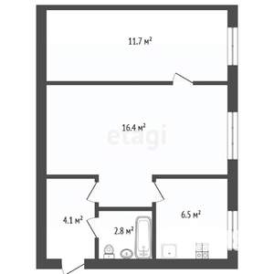 2-к квартира, вторичка, 43м2, 1/5 этаж