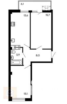 2-к квартира, вторичка, 61м2, 2/9 этаж