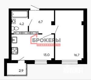 1-к квартира, вторичка, 44м2, 1/9 этаж