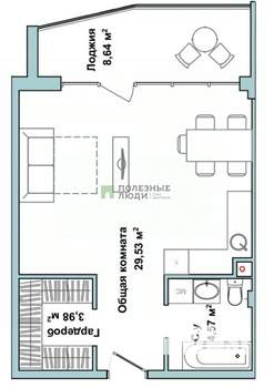 1-к квартира, вторичка, 46м2, 3/5 этаж