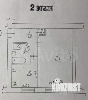 1-к квартира, вторичка, 31м2, 2/5 этаж