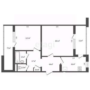 2-к квартира, вторичка, 50м2, 9/9 этаж