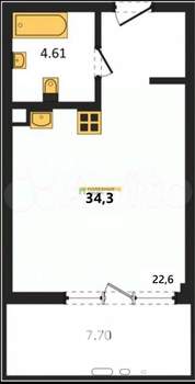 Студия квартира, вторичка, 35м2, 1/5 этаж