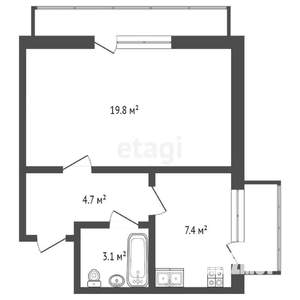 1-к квартира, вторичка, 35м2, 4/5 этаж