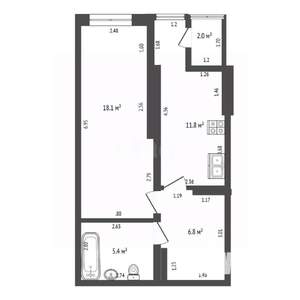 1-к квартира, вторичка, 44м2, 1/10 этаж