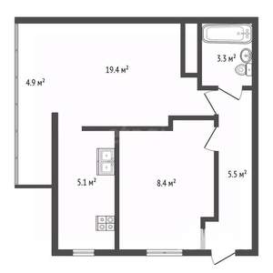 2-к квартира, вторичка, 47м2, 3/4 этаж