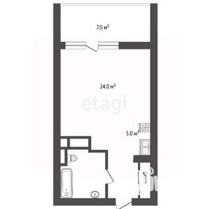 Студия квартира, вторичка, 35м2, 1/5 этаж