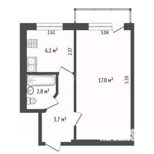 1-к квартира, вторичка, 31м2, 3/5 этаж