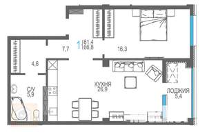 1-к квартира, вторичка, 67м2, 7/8 этаж