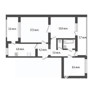3-к квартира, вторичка, 58м2, 3/9 этаж