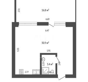 1-к квартира, вторичка, 34м2, 1/5 этаж