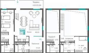 3-к квартира, строящийся дом, 131м2, 1/12 этаж