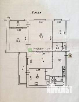 4-к квартира, вторичка, 74м2, 9/9 этаж